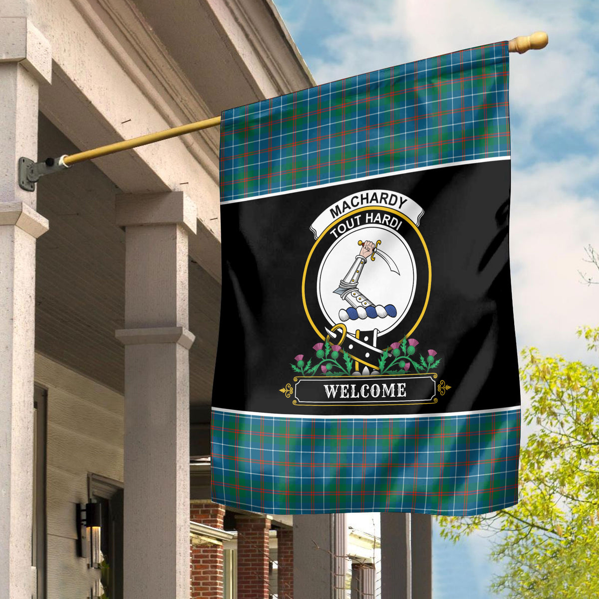 MacHardy Ancient Tartan Crest Garden Flag - Welcome Style