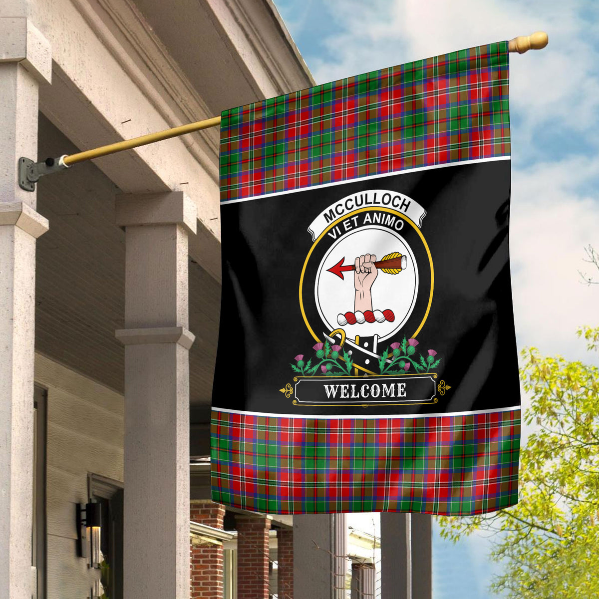 McCulloch Tartan Crest Garden Flag - Welcome Style