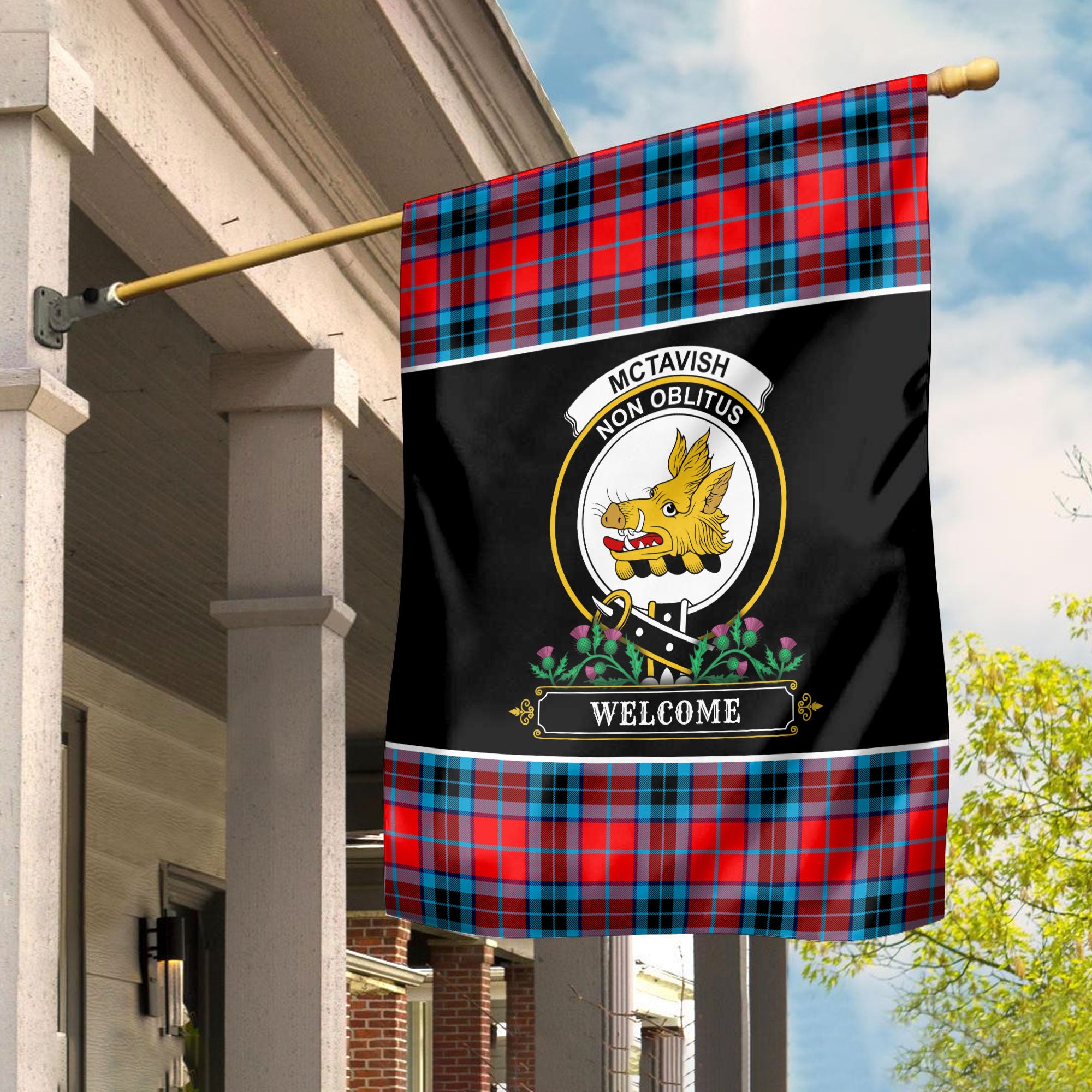 McTavish Tartan Crest Garden Flag - Welcome Style