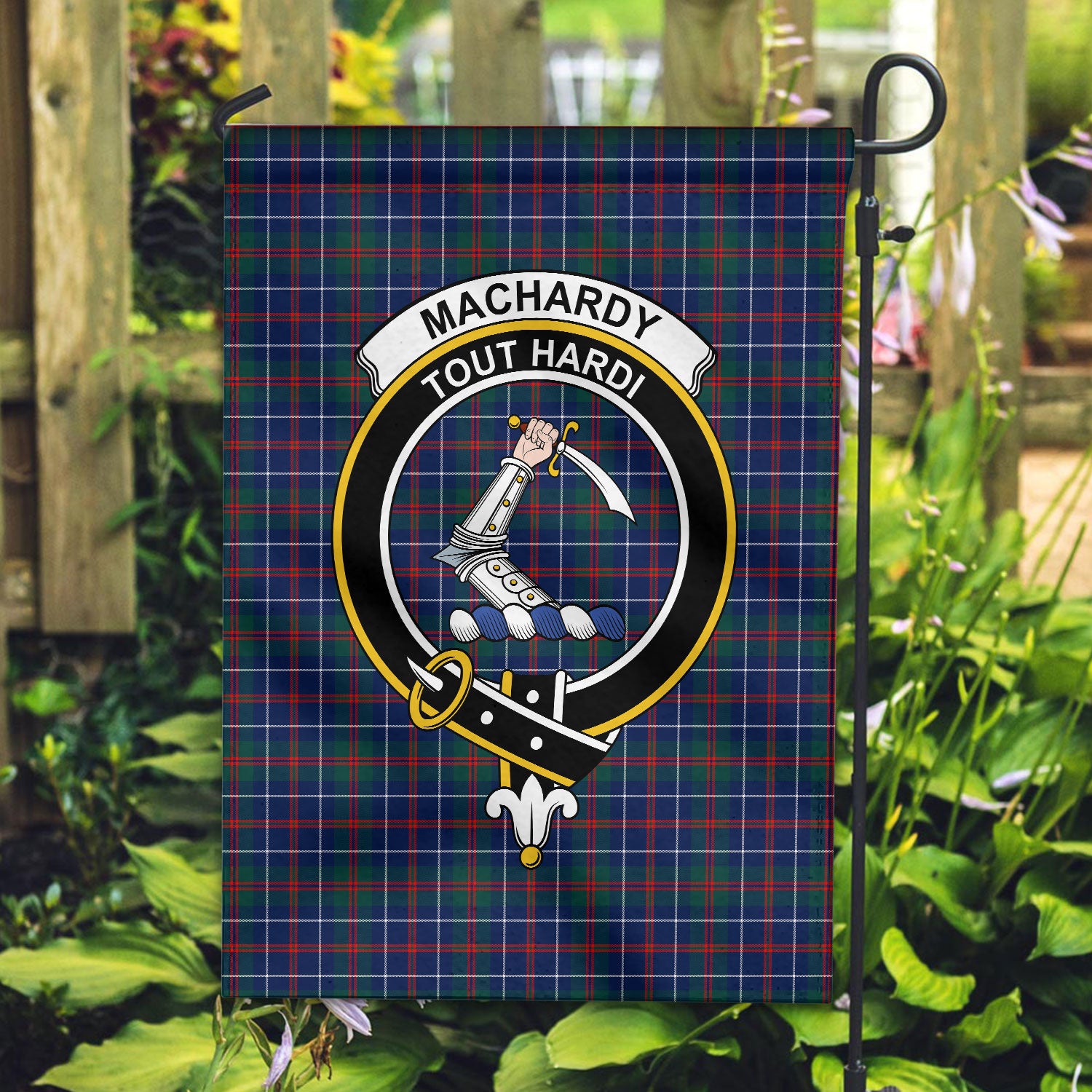 MacHardy Modern Tartan Crest Garden Flag