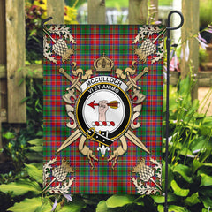 McCulloch Tartan Crest Black Garden Flag - Gold Thistle Style