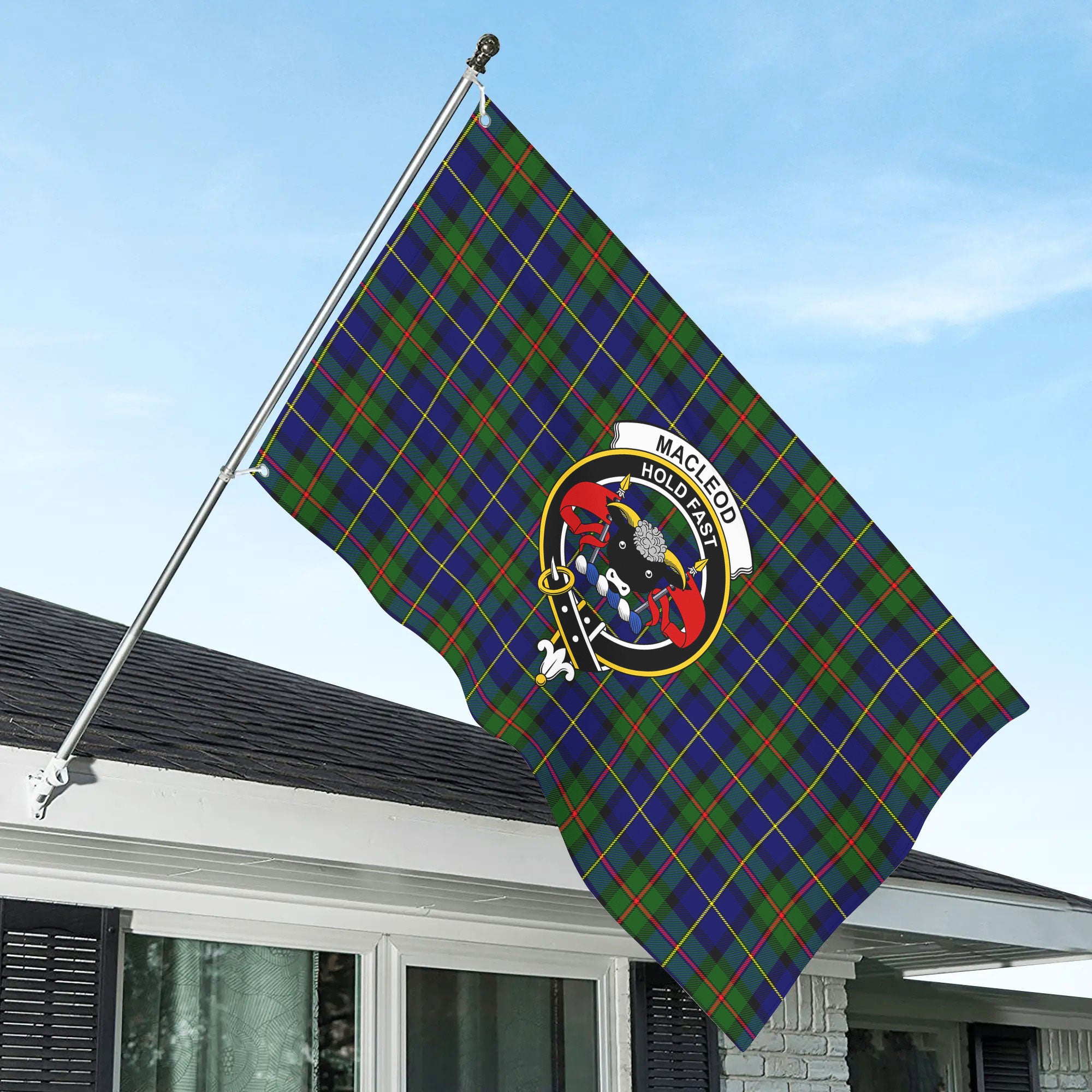 MacLeod of Harris Modern Tartan Crest House Flag