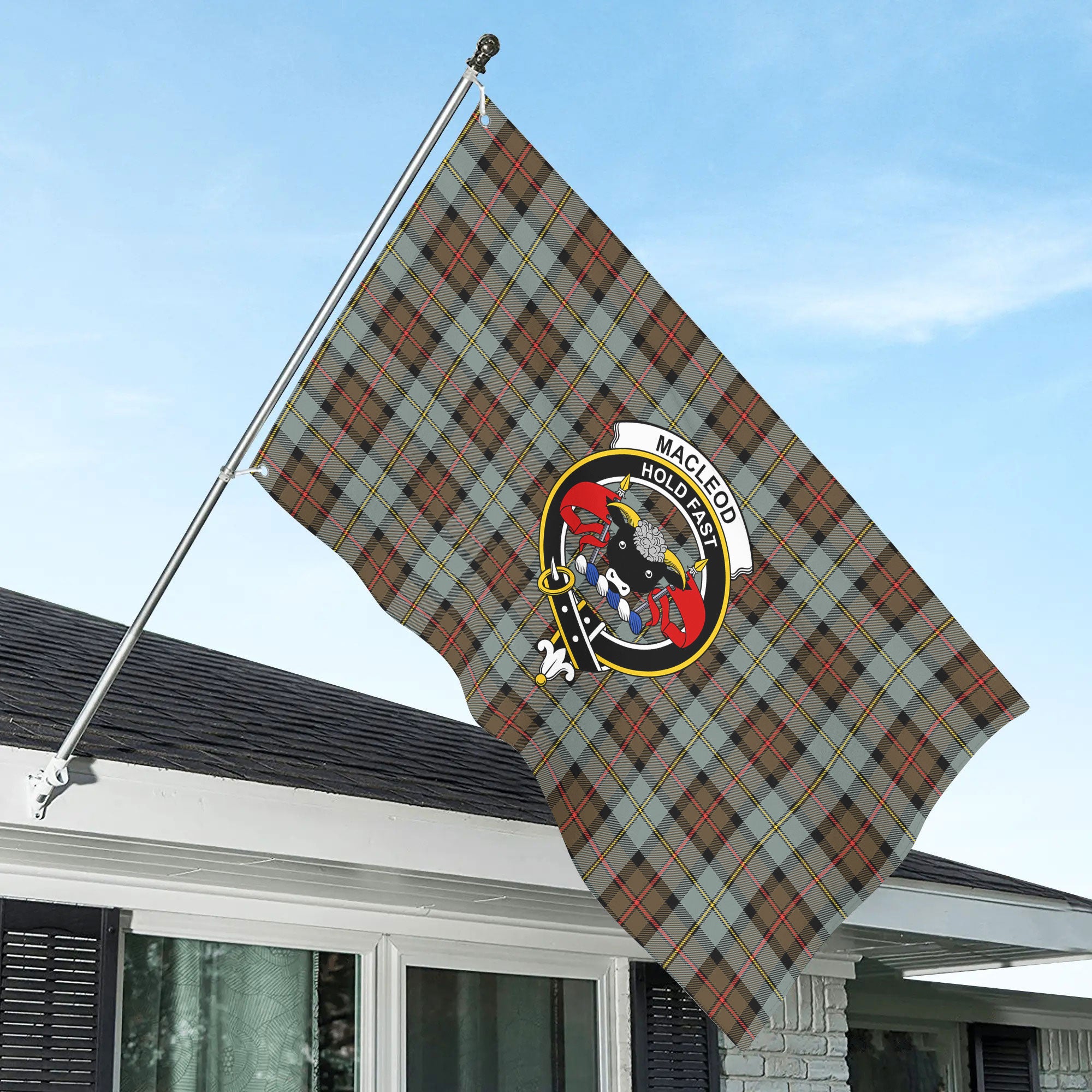 MacLeod of Harris Weathered Tartan Crest House Flag