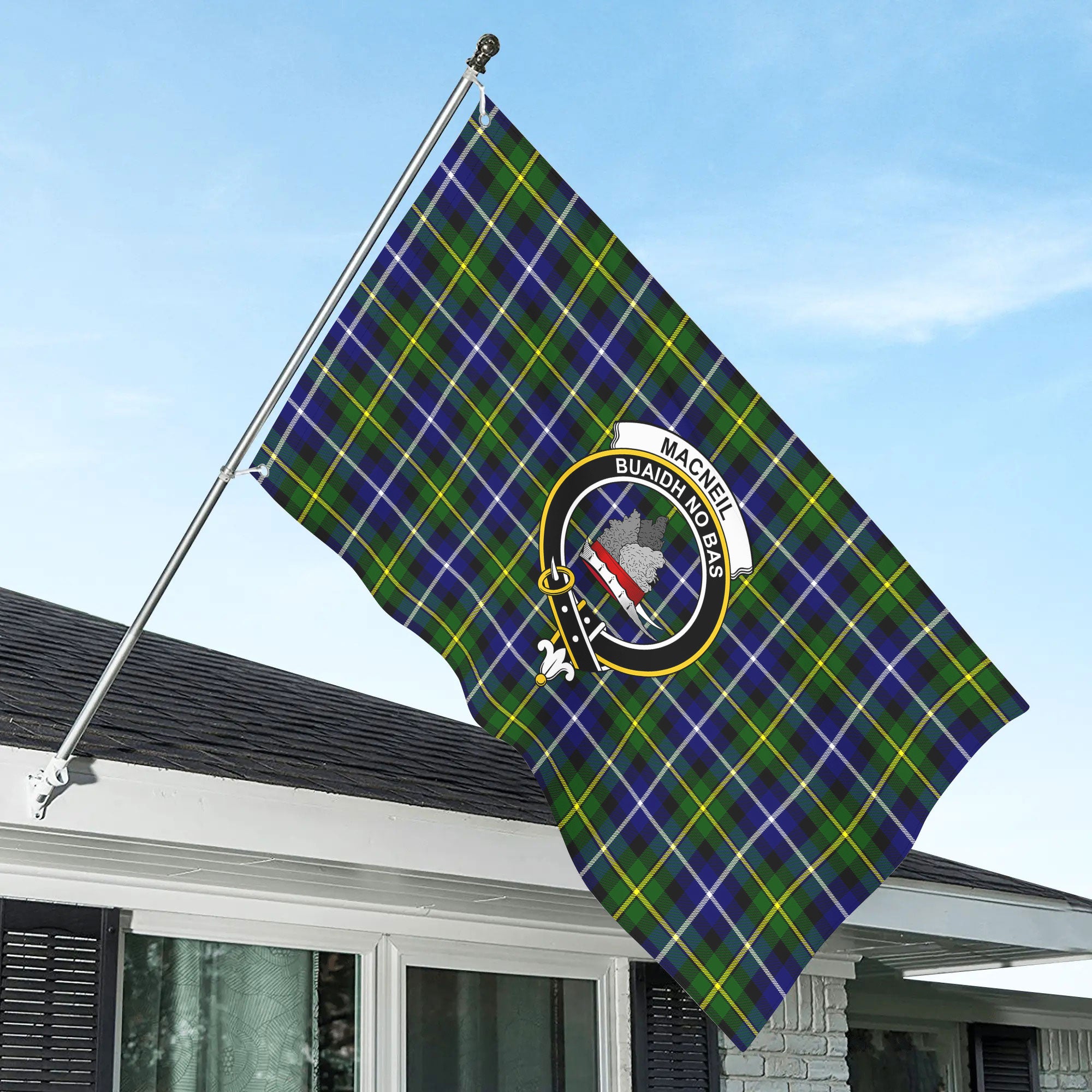 MacNeil of Barra Modern Tartan Crest House Flag