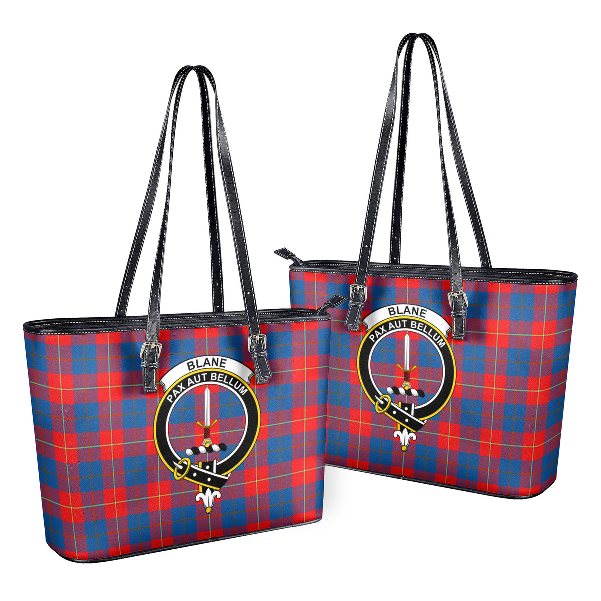 Blane Tartan Crest Leather Tote Bag