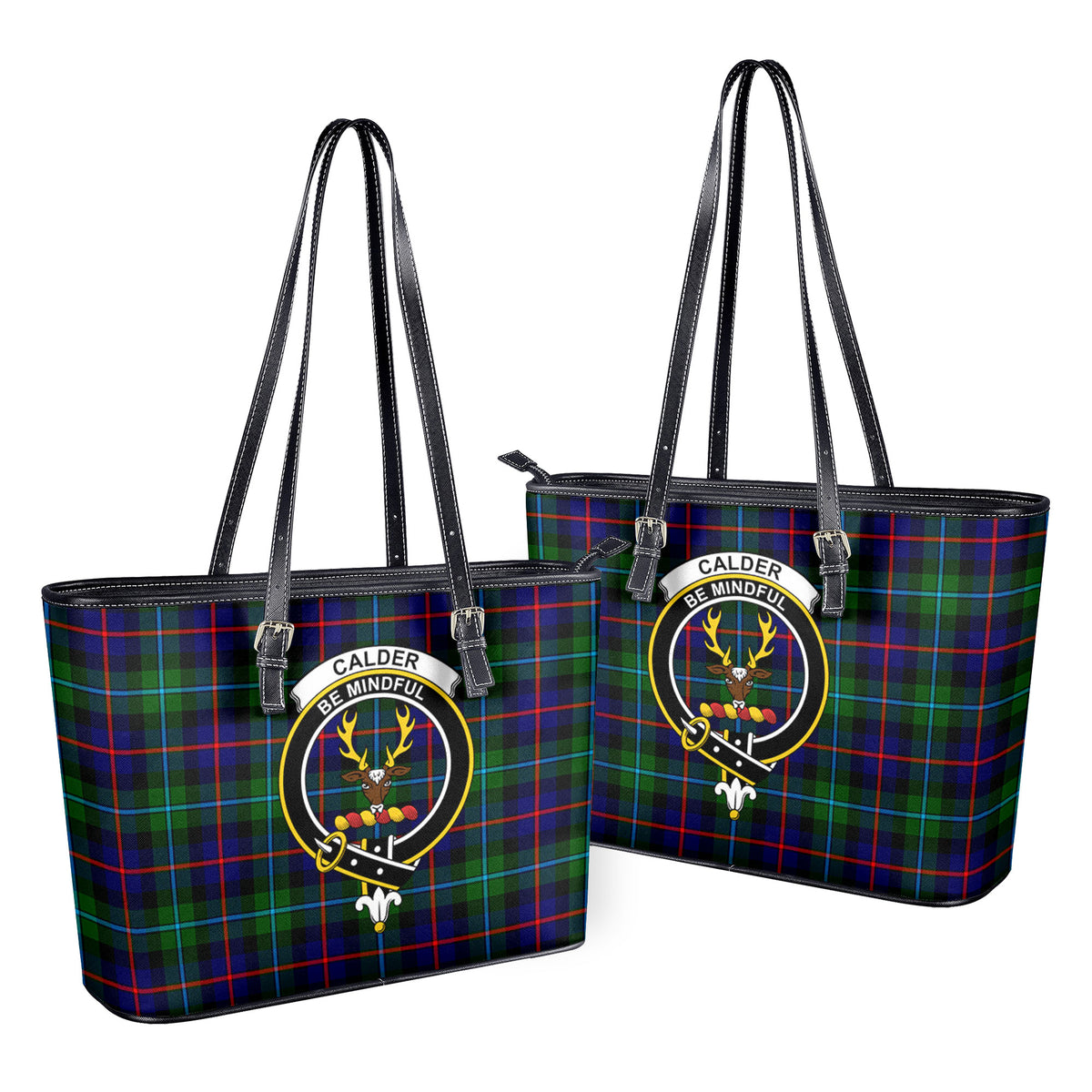 Calder Tartan Crest Leather Tote Bag