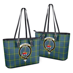 Clelland Tartan Crest Leather Tote Bag