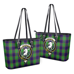 Colville Tartan Crest Leather Tote Bag