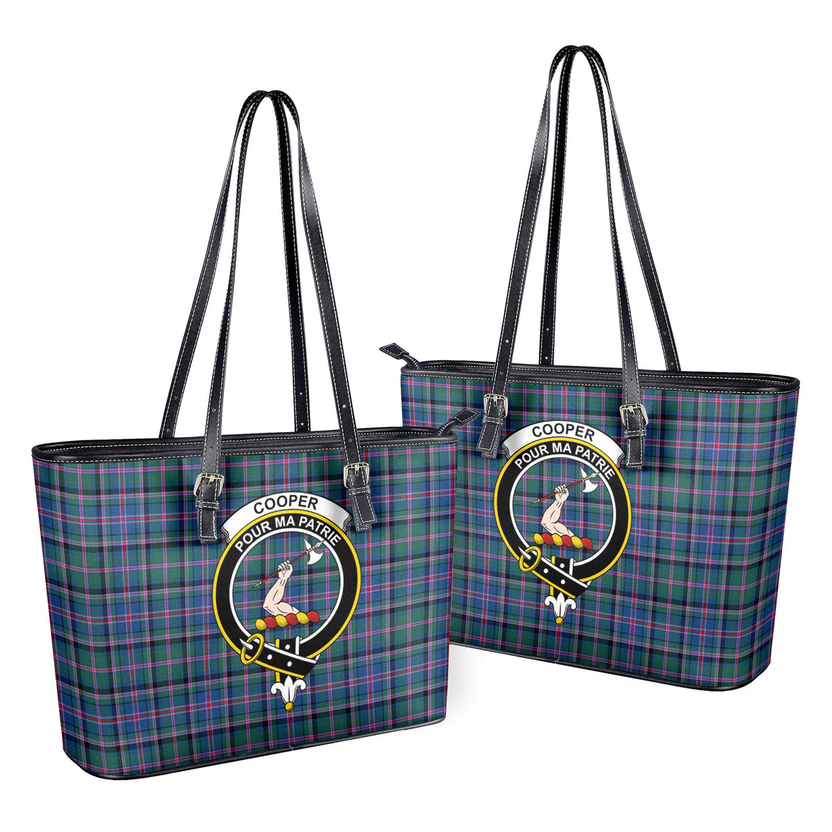 Cooper Ancient Tartan Crest Leather Tote Bag