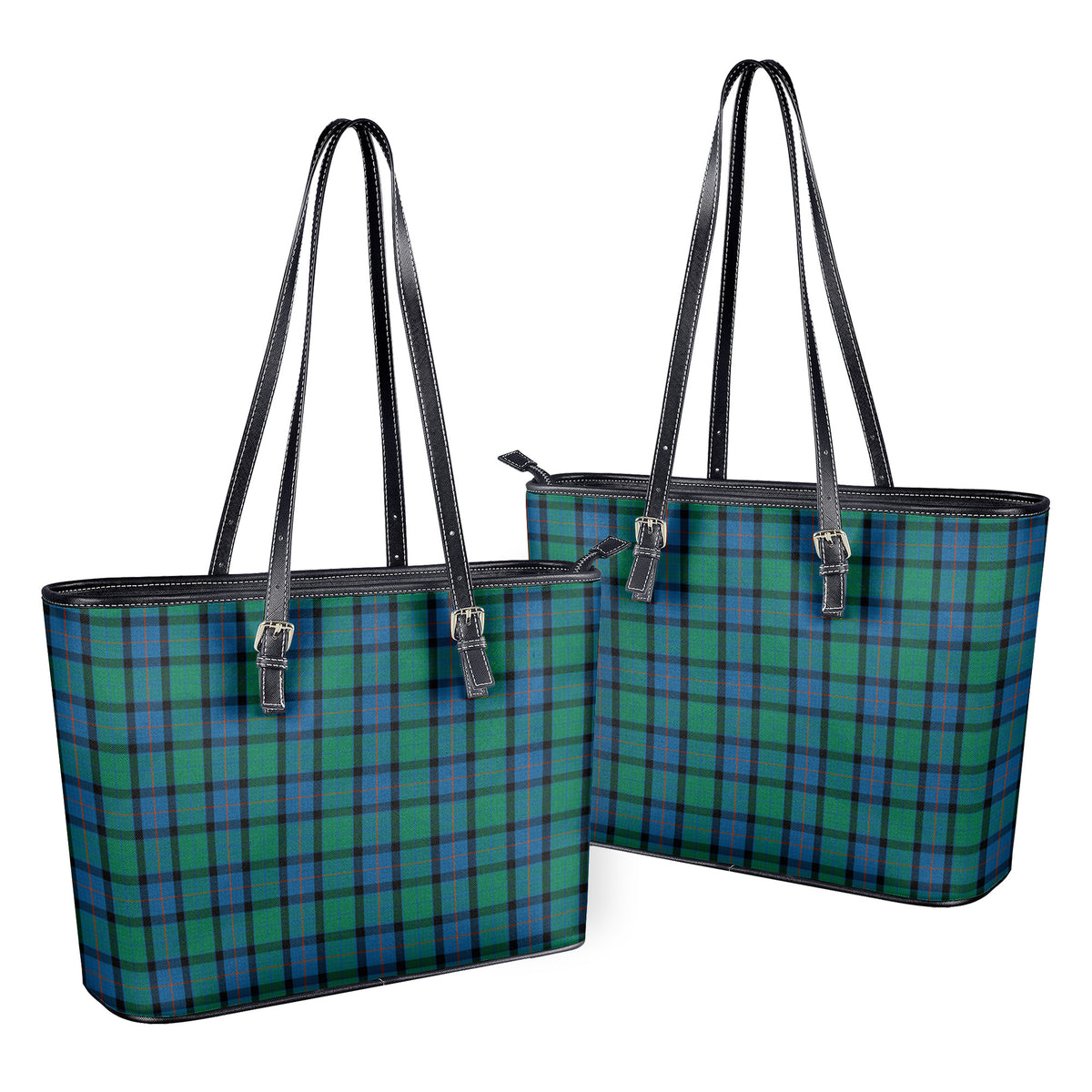 Flower of Scotland Tartan Leather Tote Bag