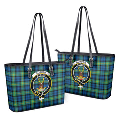 Gordon Dress Ancient Tartan Crest Leather Tote Bag