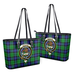 Graham of Menteith Modern Tartan Crest Leather Tote Bag