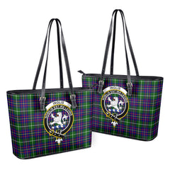 Inglis Modern Tartan Crest Leather Tote Bag