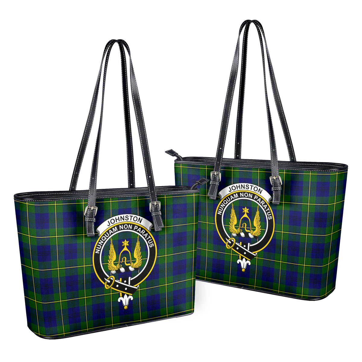 Johnston Modern Tartan Crest Leather Tote Bag