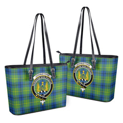 Johnstone Ancient Tartan Crest Leather Tote Bag