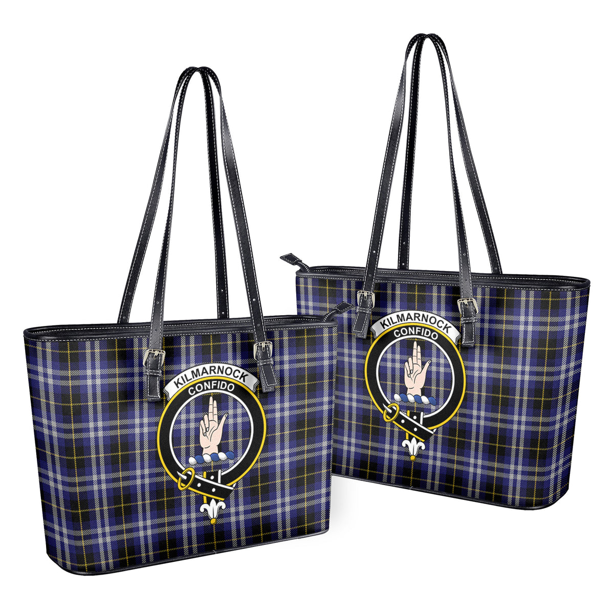 Kilmarnock Tartan Crest Leather Tote Bag