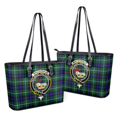 MacDonald of the Isles Hunting Modern Tartan Crest Leather Tote Bag