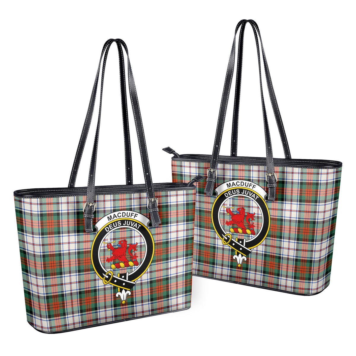 MacDuff Dress Ancient Tartan Crest Leather Tote Bag