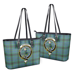 MacInnes Ancient Tartan Crest Leather Tote Bag