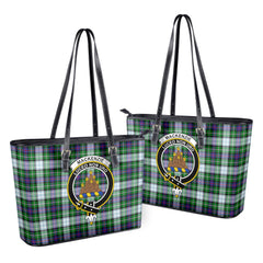 MacKenzie Dress Modern Tartan Crest Leather Tote Bag