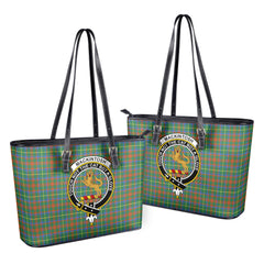 MacKintosh Hunting Ancient Tartan Crest Leather Tote Bag