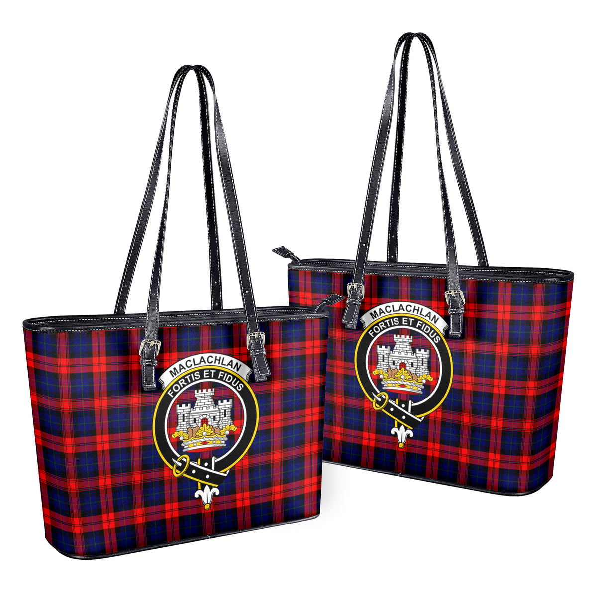 MacLachlan Modern Tartan Crest Leather Tote Bag