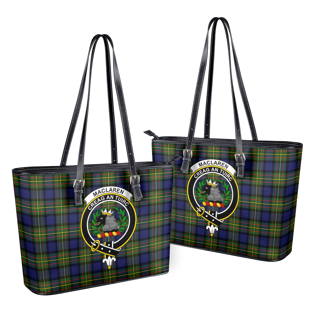 MacLaren Modern Tartan Crest Leather Tote Bag