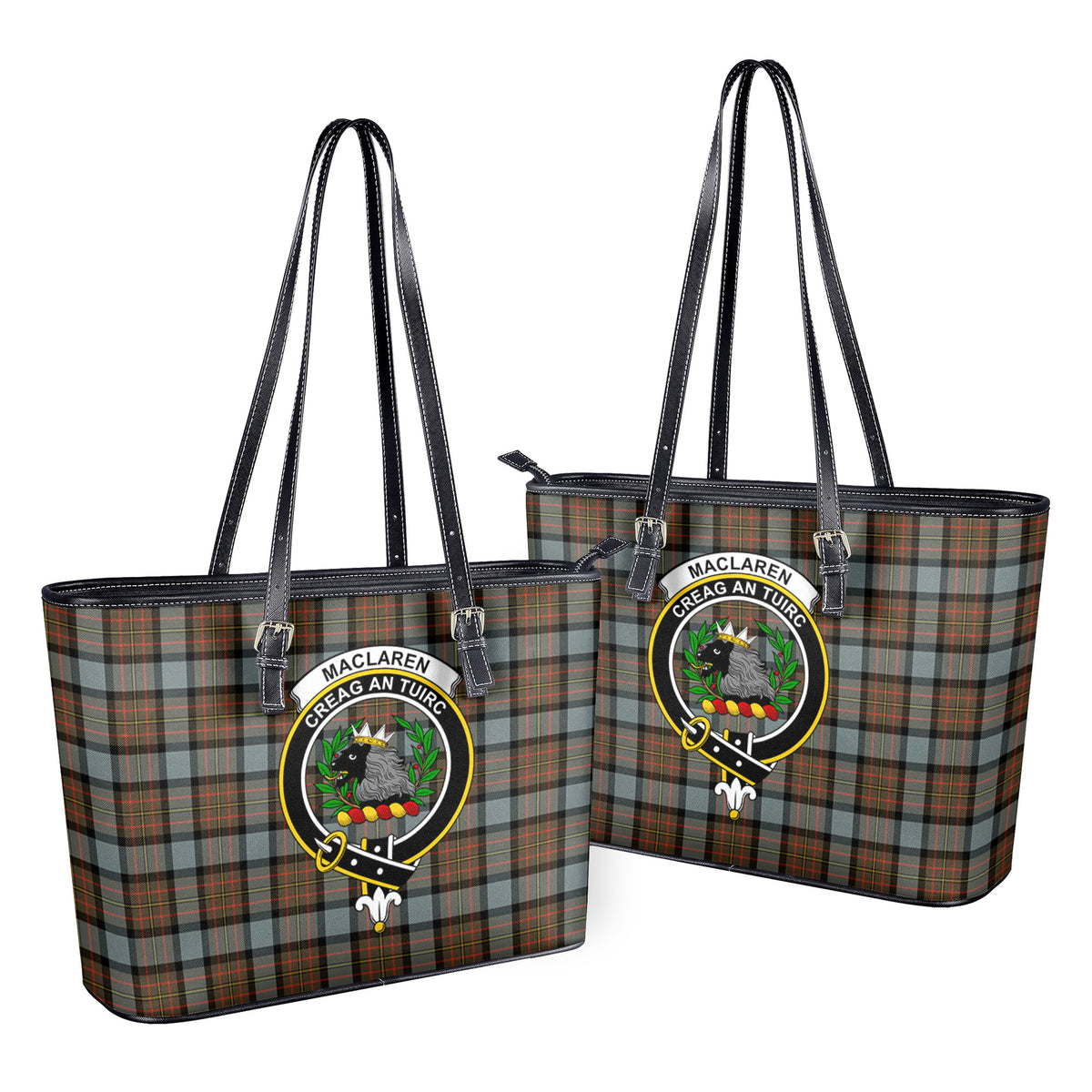 MacLaren Weathered Tartan Crest Leather Tote Bag