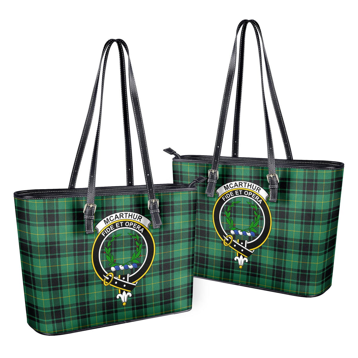 McArthur Ancient Tartan Crest Leather Tote Bag