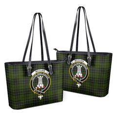 McClain Hunting Tartan Crest Leather Tote Bag