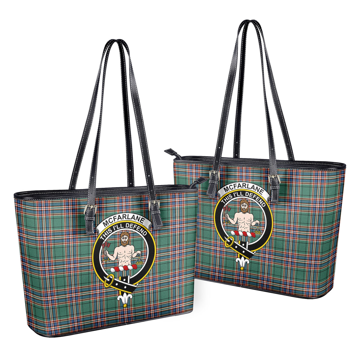 McFarlane Hunting Ancient Tartan Crest Leather Tote Bag