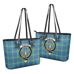 McIntyre Hunting Ancient Tartan Crest Leather Tote Bag