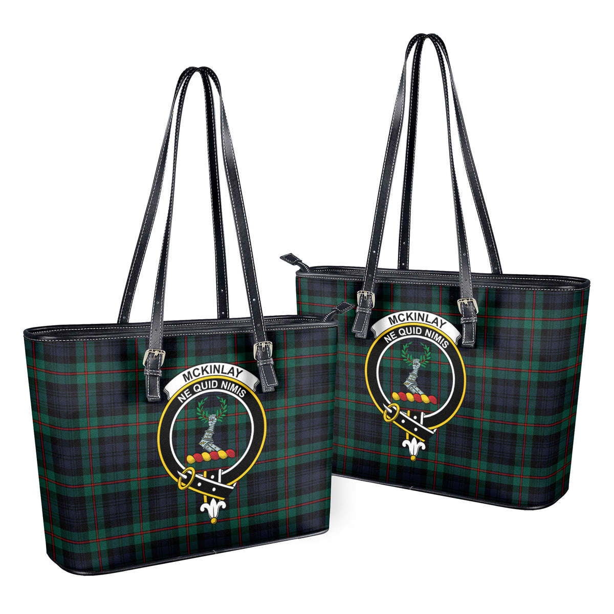 McKinlay Modern Tartan Crest Leather Tote Bag