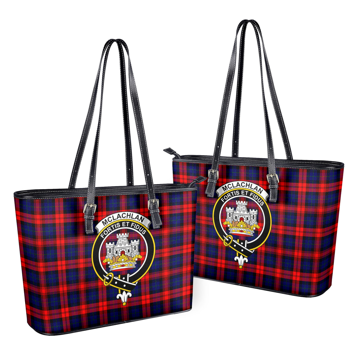 McLachlan Modern Tartan Crest Leather Tote Bag