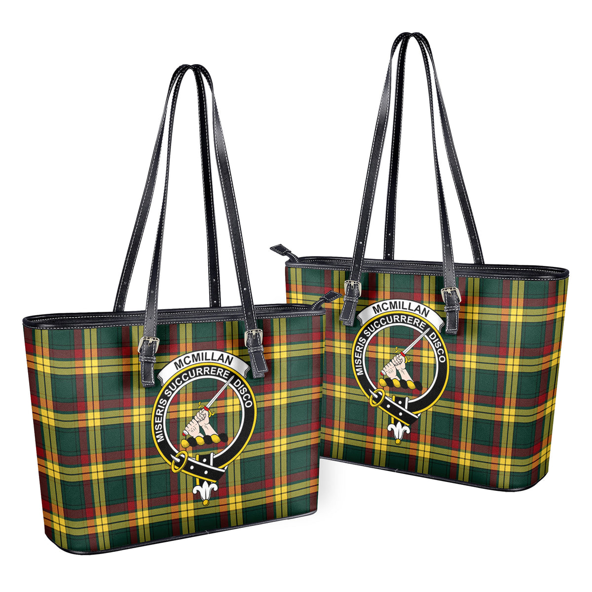 McMillan Old Modern Tartan Crest Leather Tote Bag