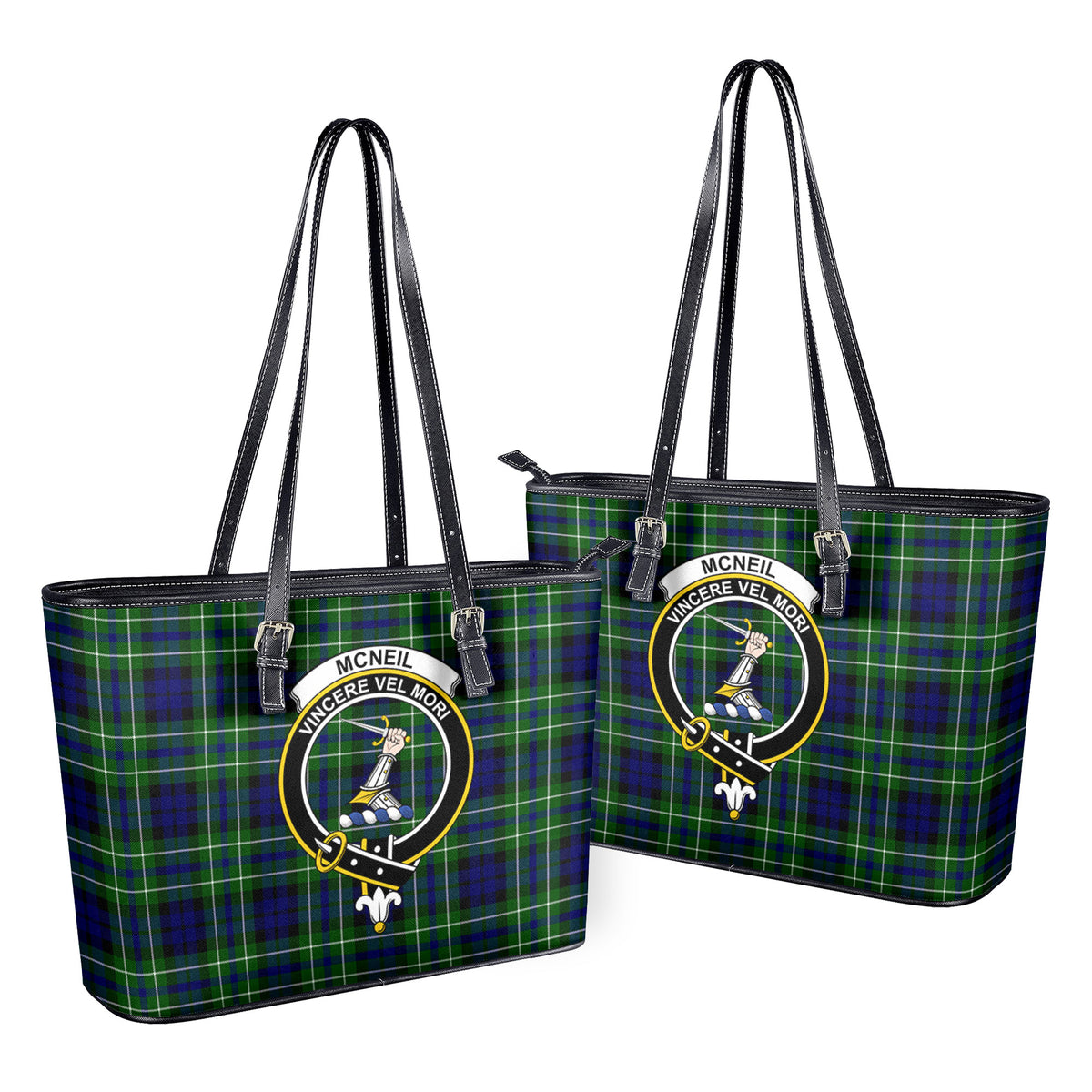 McNeil of Colonsay Modern Tartan Crest Leather Tote Bag