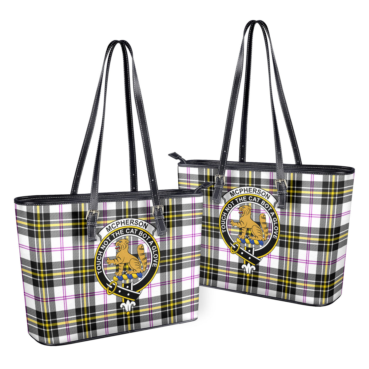 McPherson Dress Modern Tartan Crest Leather Tote Bag