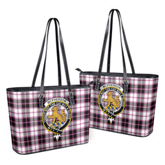 McPherson Hunting Modern Tartan Crest Leather Tote Bag