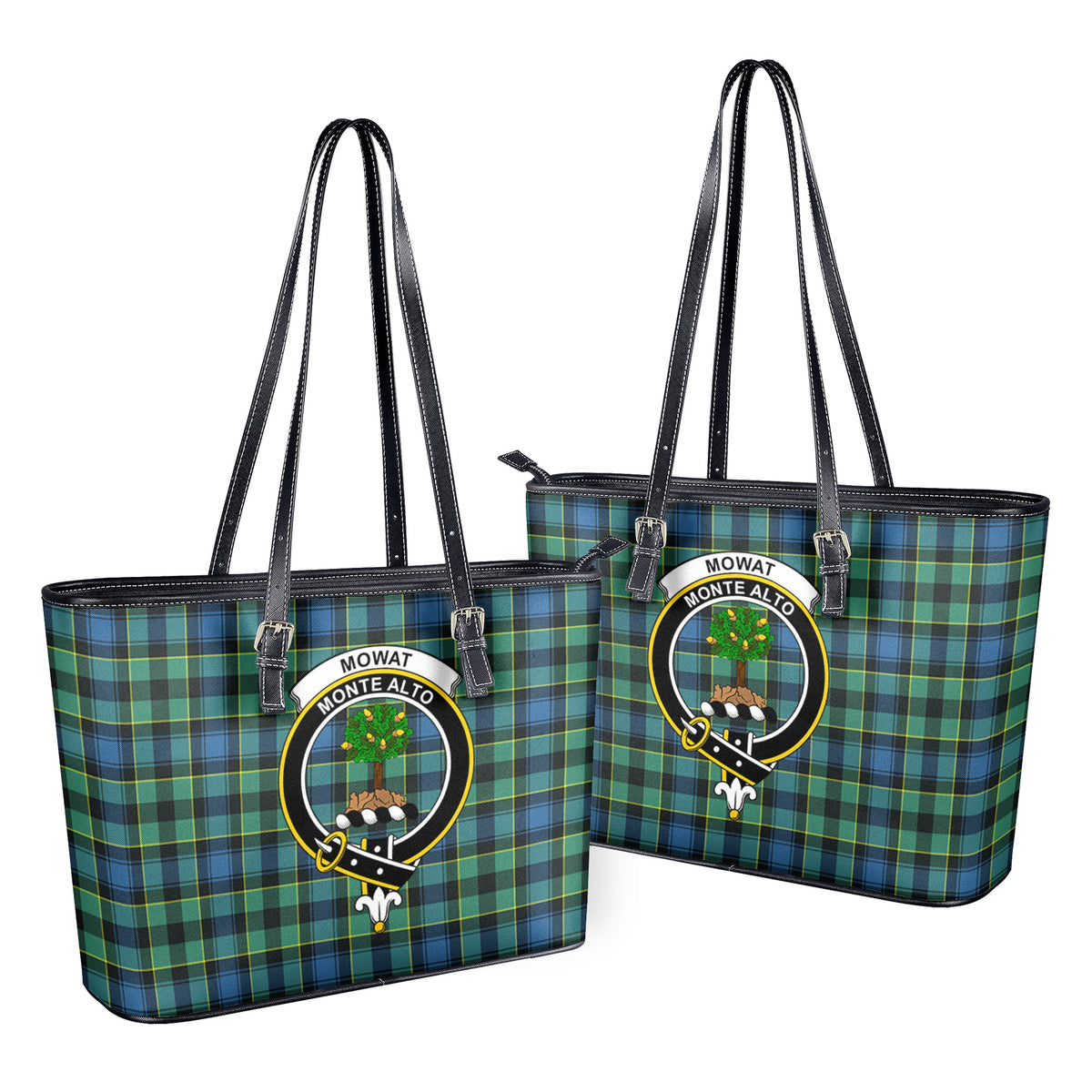 Mowat Ancient Tartan Crest Leather Tote Bag