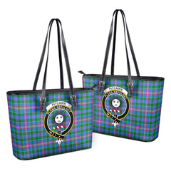 Pitcairn Hunting Tartan Crest Leather Tote Bag