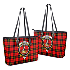 Wallace Hunting Red Tartan Crest Leather Tote Bag