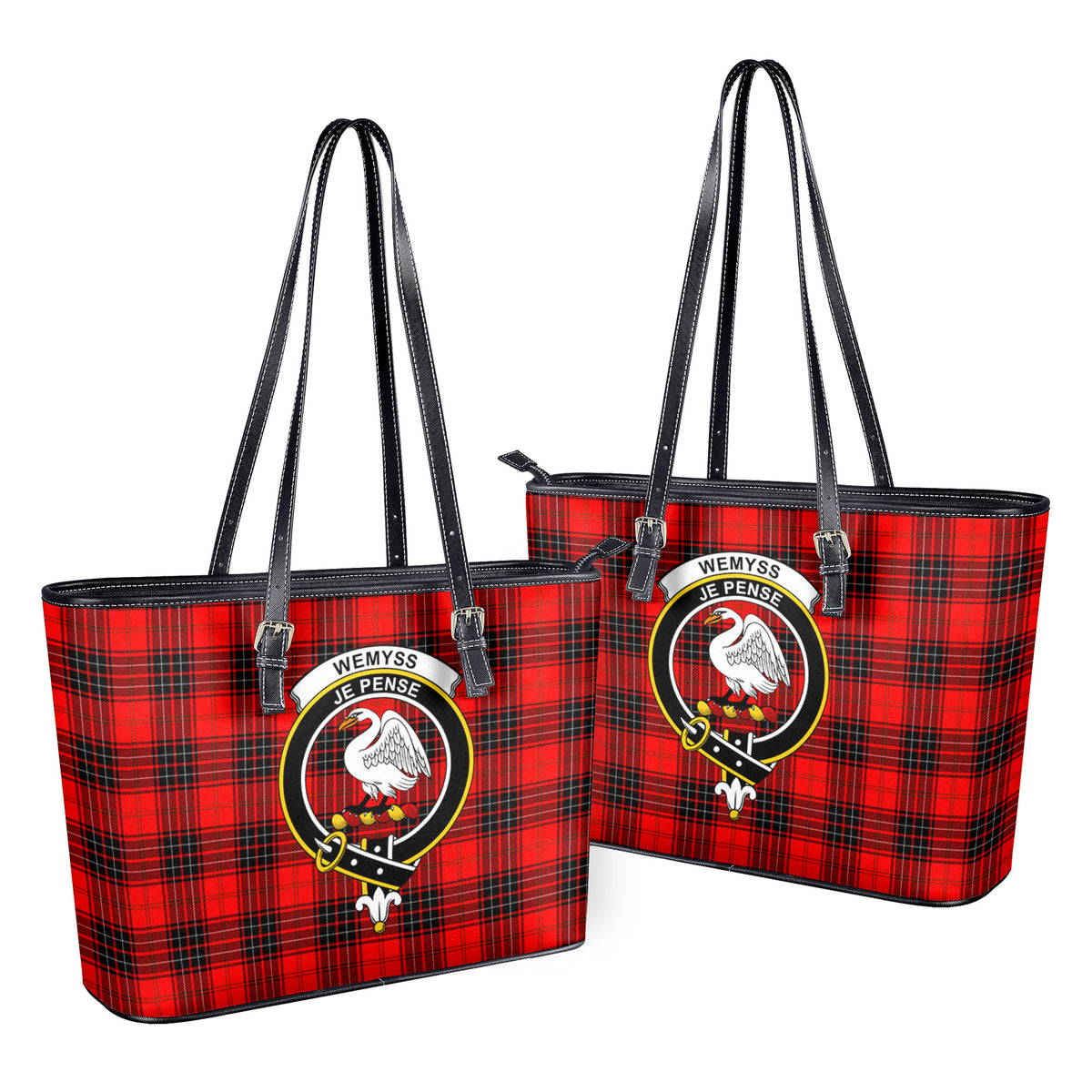 Wemyss Modern Tartan Crest Leather Tote Bag