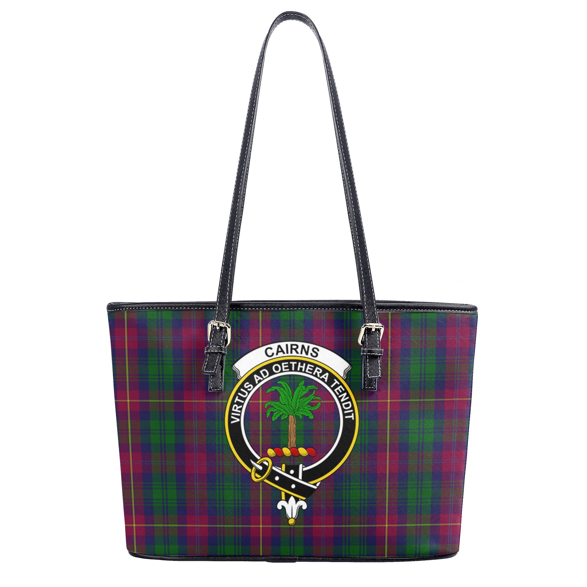 Cairns Tartan Crest Leather Tote Bag