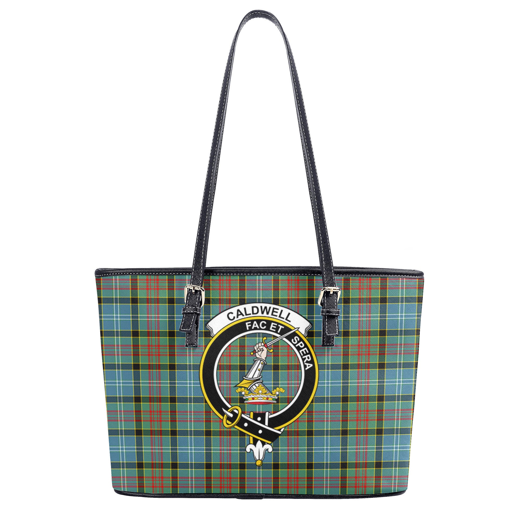 Caldwell Tartan Crest Leather Tote Bag