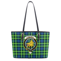 Campbell of Breadalbane Ancient Tartan Crest Leather Tote Bag