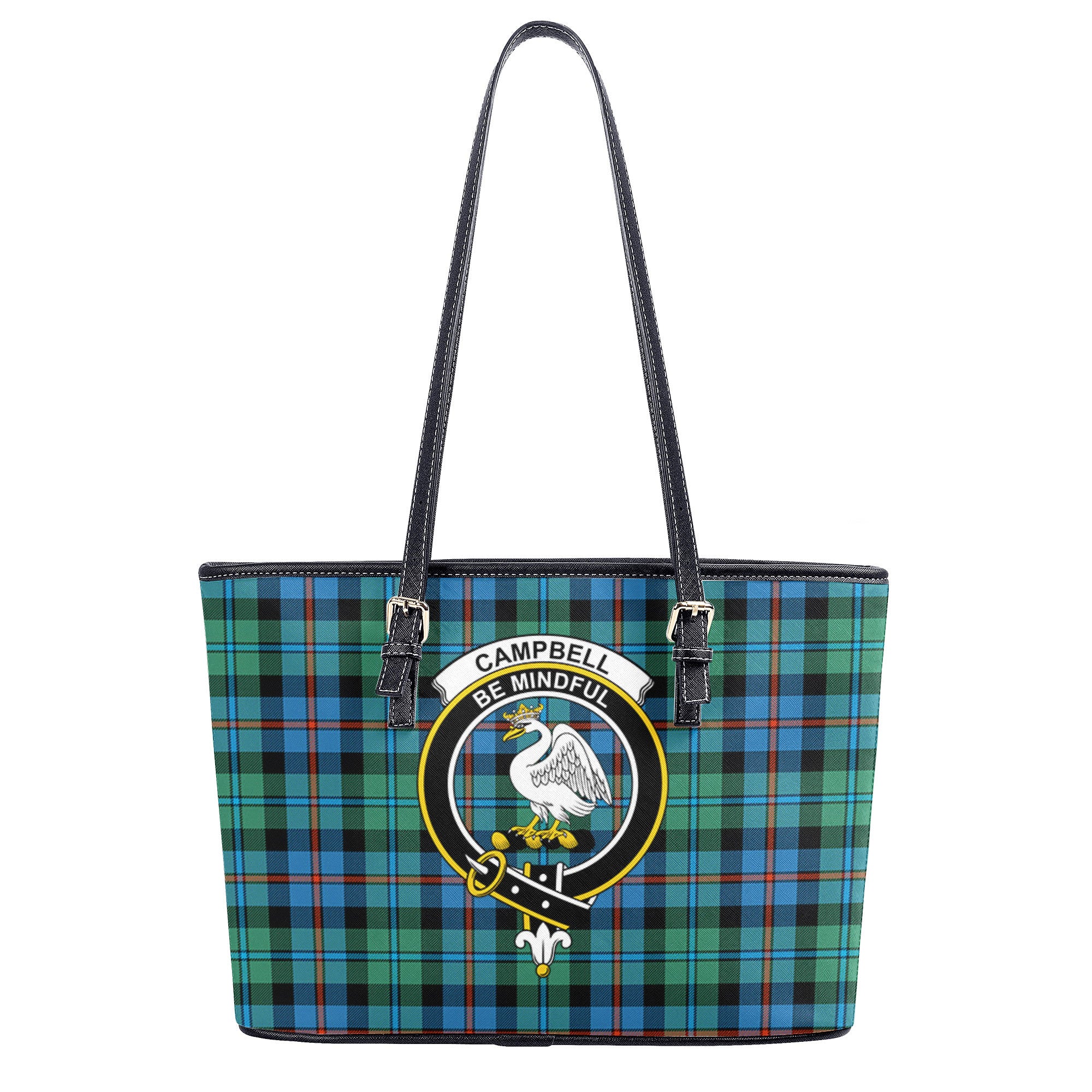 Campbell of Cawdor Ancient Tartan Crest Leather Tote Bag