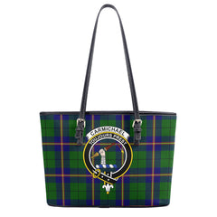 Carmichael Modern Tartan Crest Leather Tote Bag