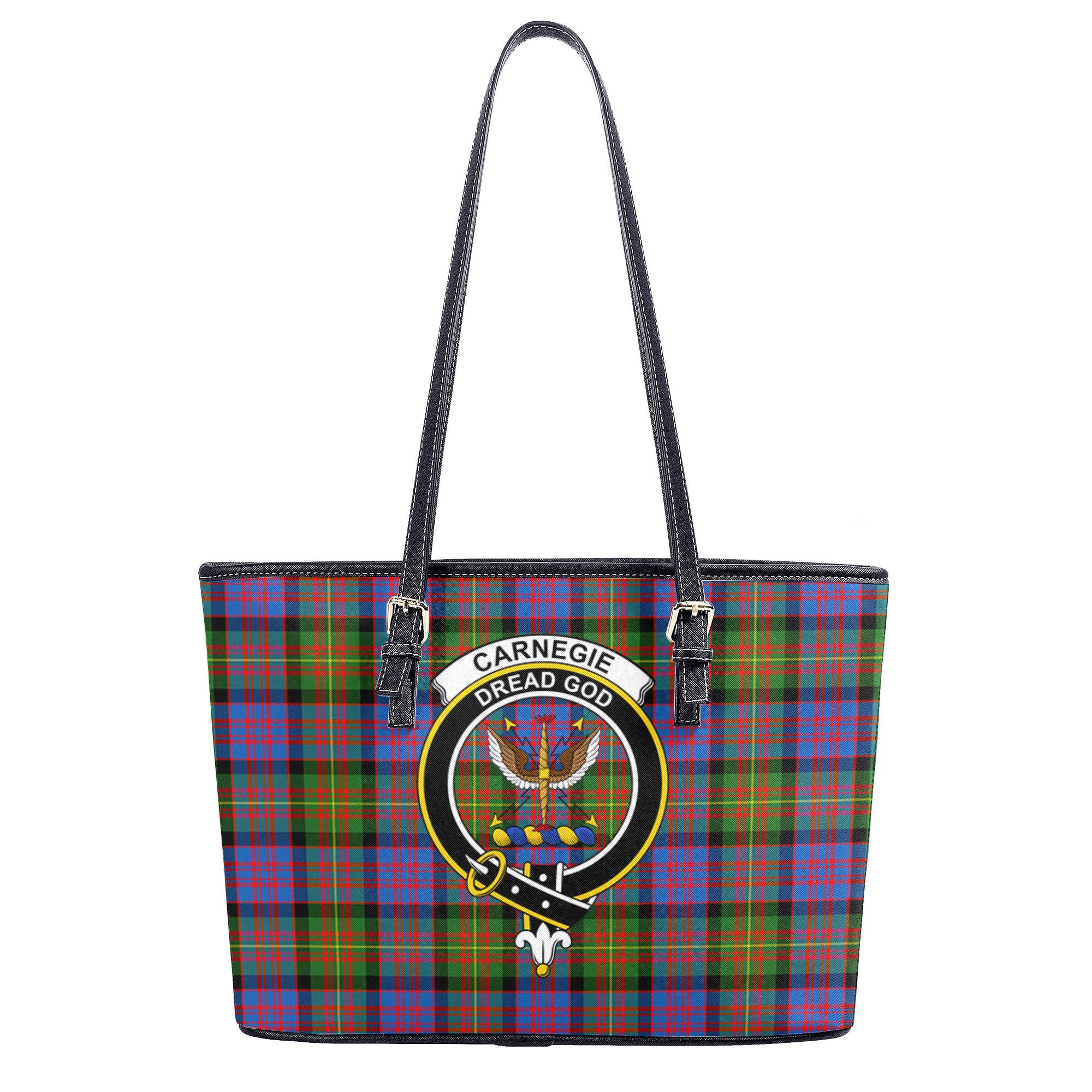 Carnegie Ancient Tartan Crest Leather Tote Bag