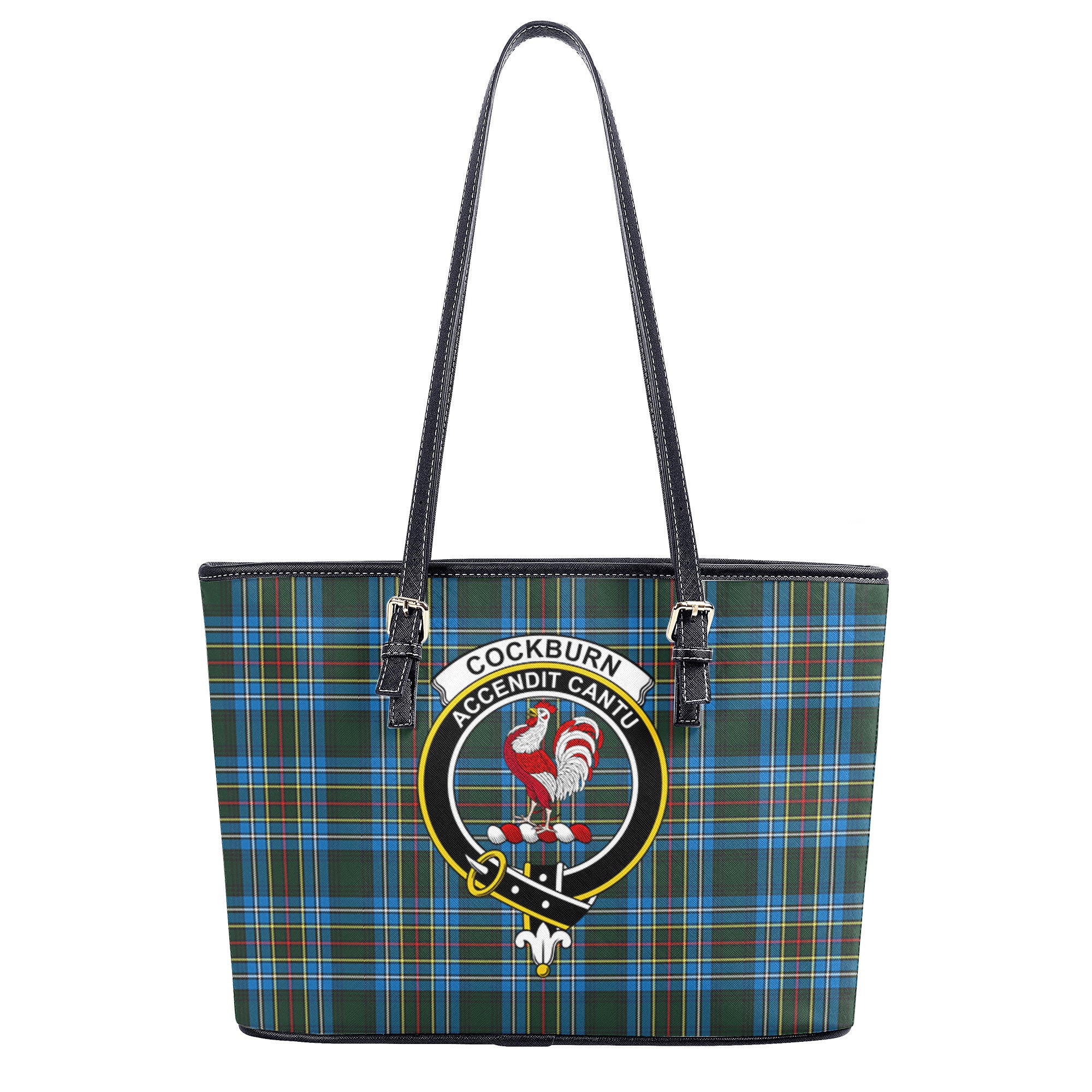 Cockburn Modern Tartan Crest Leather Tote Bag