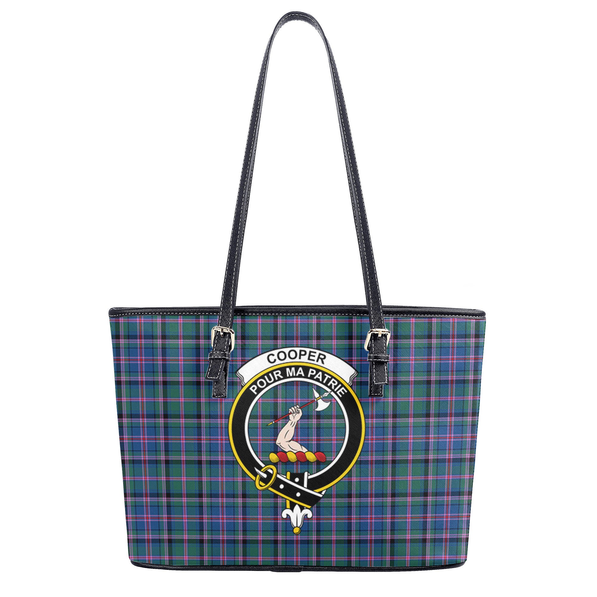 Cooper Ancient Tartan Crest Leather Tote Bag